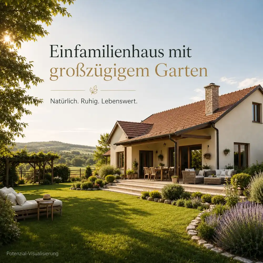 Einfamilienhaus mit großzügigem Garten – Potenzialvisualisierung